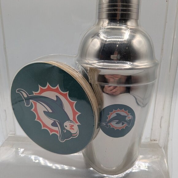 NFL Miami Dolphins Shaker & Coaster Gift Set 2009 Boelter Brands, Sealed Package - Picture 8 of 9